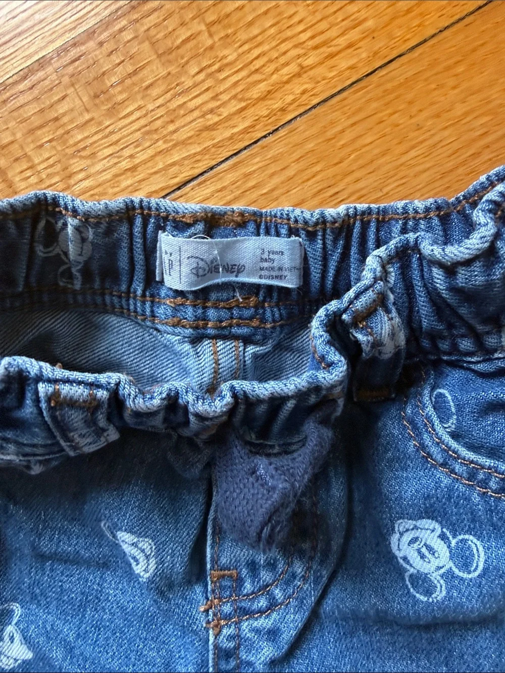 Kids Denim Shorts with Mickey Mouse Print - Blue